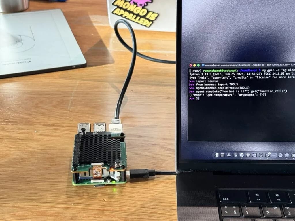 Needle 2 pesa 14 MB y llama funciones en el Pi 5 con CPU