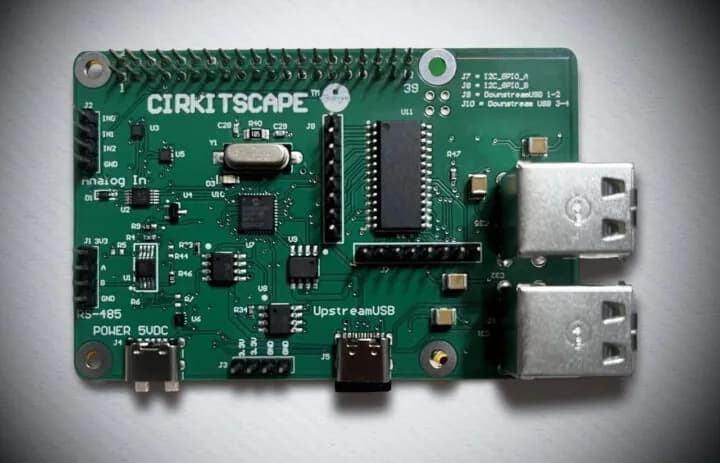 CirkitScape Top HAT suma GPIOs, RS-485 y ADC a la Raspberry Pi