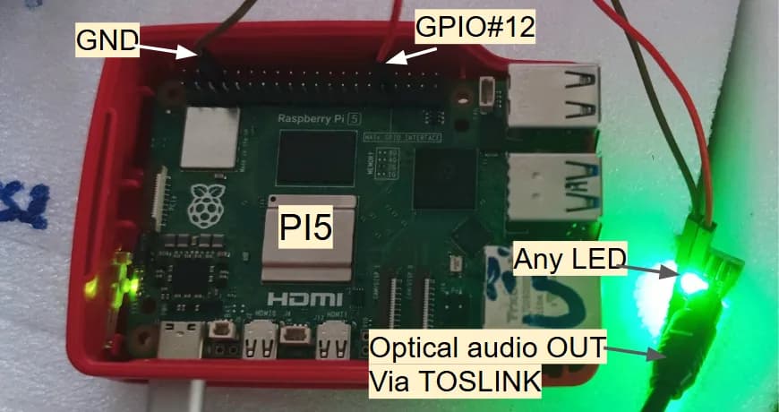 Un Raspberry Pi 5 se convierte en tarjeta de sonido TOSLINK