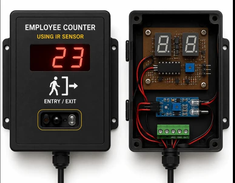 Contador de personas con sensor IR y dos CD4026, sin micro
