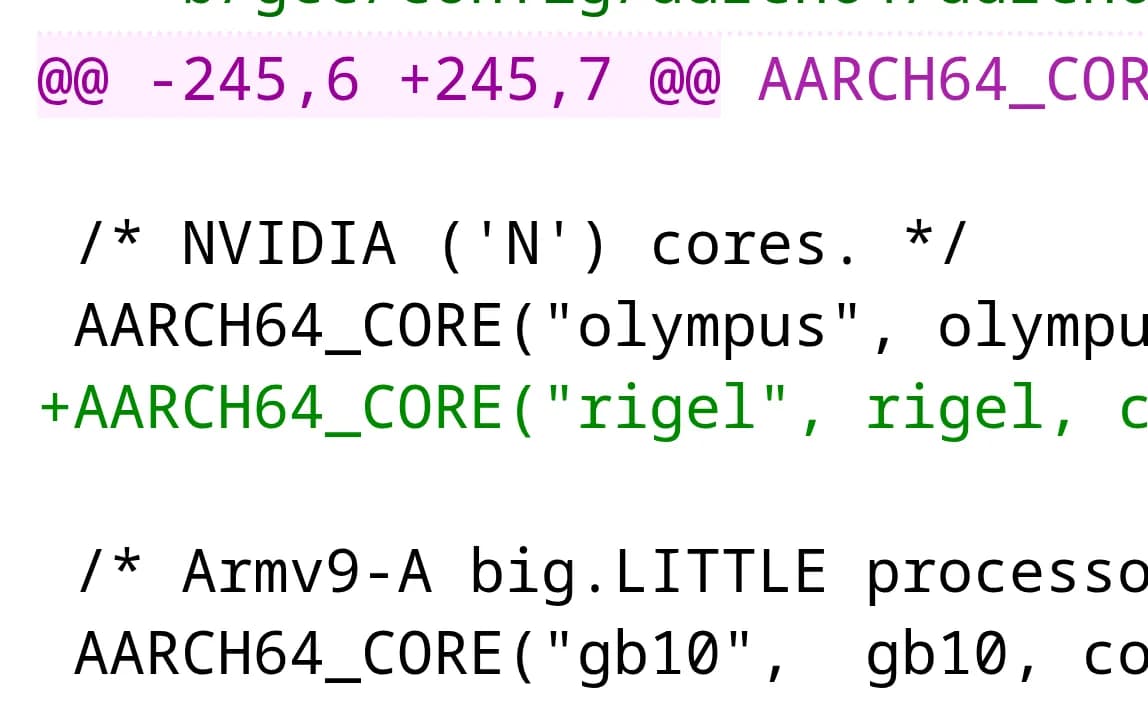 NVIDIA sube el soporte inicial del core Rigel a GCC