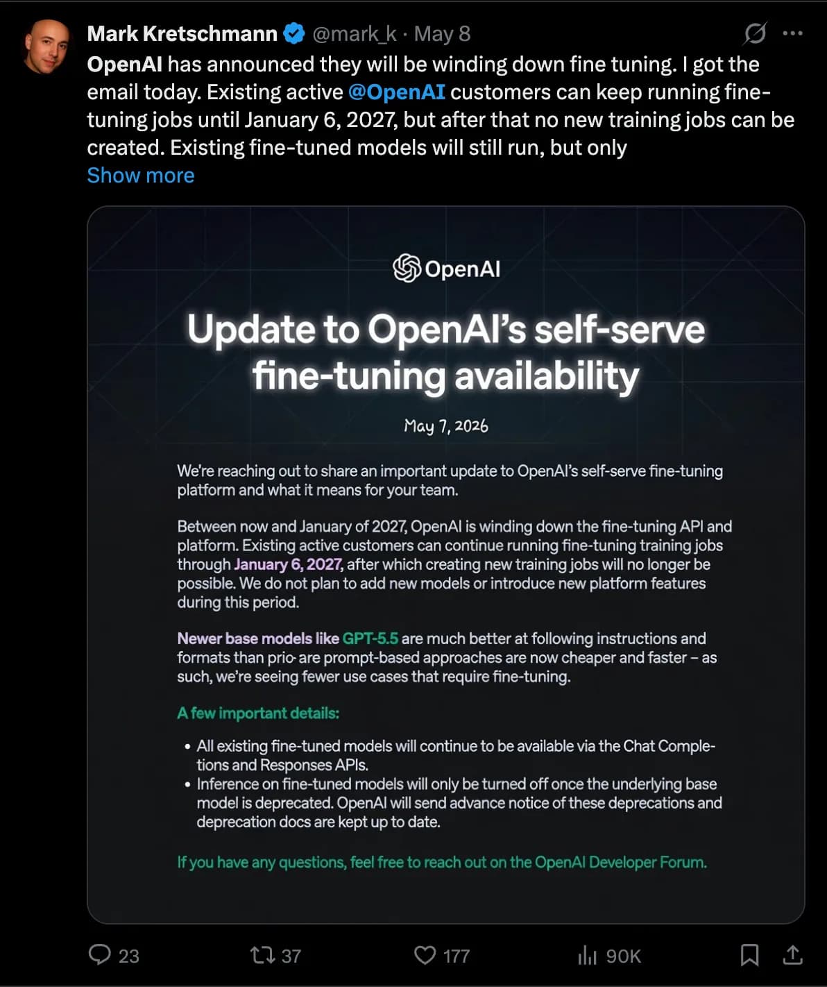 OpenAI elimina el fine-tuning y cierra una era de la ingeniería IA