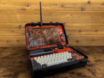 Cyberdeck LoRa Meshtastic en estuche de clarinete reciclado