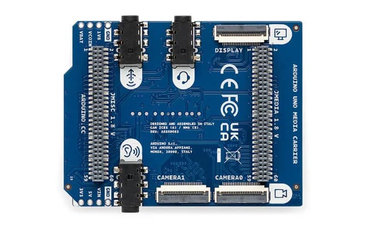Arduino UNO Media Carrier: cámaras MIPI y audio por USD 19,25