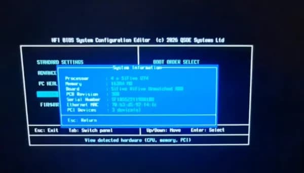 HFI lleva una BIOS con pantalla POST al mundo RISC-V