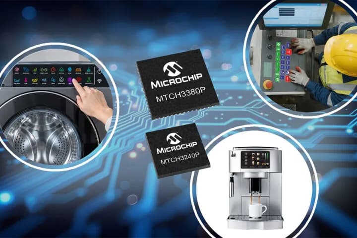 Microchip MTCH3380P lee hasta 64 botones táctiles en paralelo
