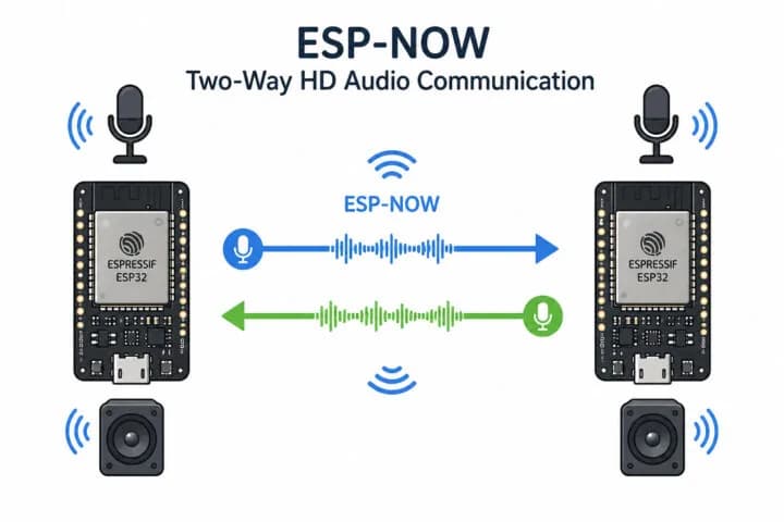 PCMFlow722: walkie-talkies HD por ESP-NOW con ESP32 y G.722