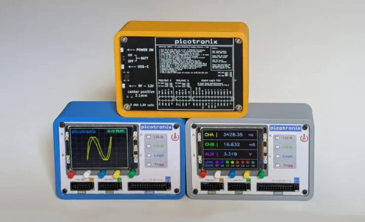 Picotronix arma un osciloscopio modular con dos Raspberry Pi Pico 2