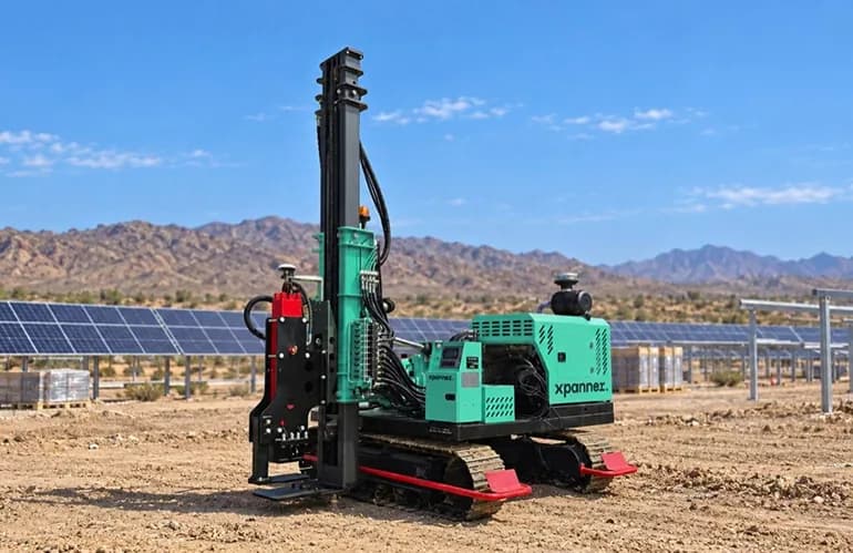 Xpanner lanza un robot que hinca pilotes para parques solares