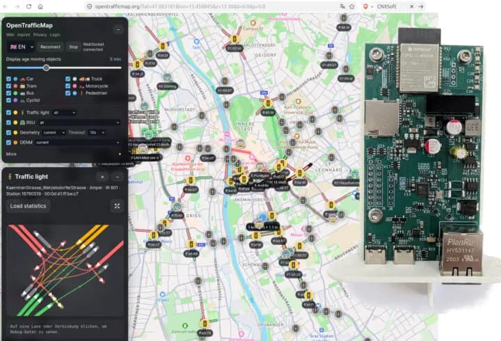 OpenTrafficMap usa un ESP32-C5 para escuchar V2X 802.11p