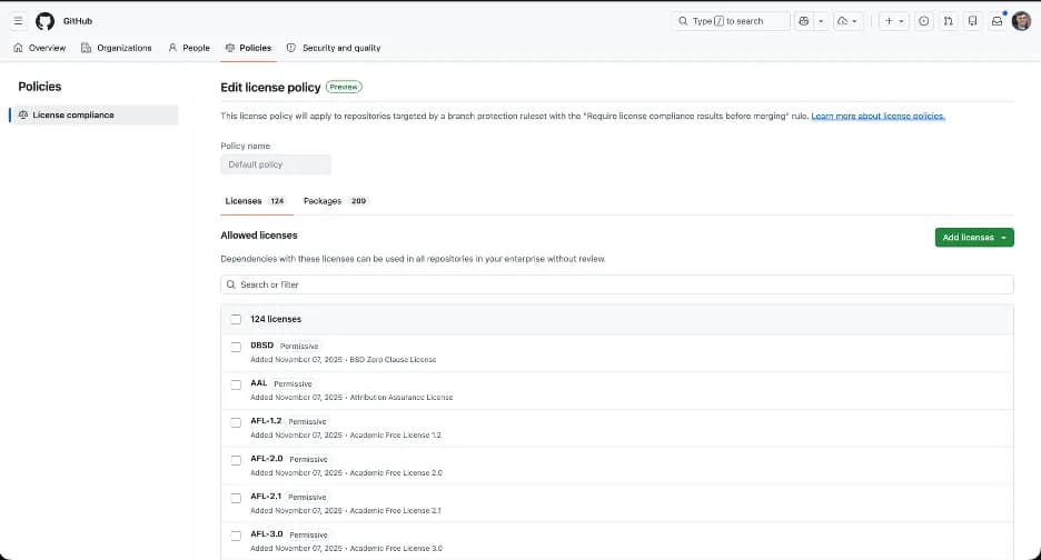 GitHub abre License Compliance para revisar licencias en pull requests