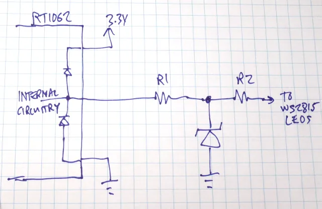 Esquema original del circuito de protección dibujado por Paul