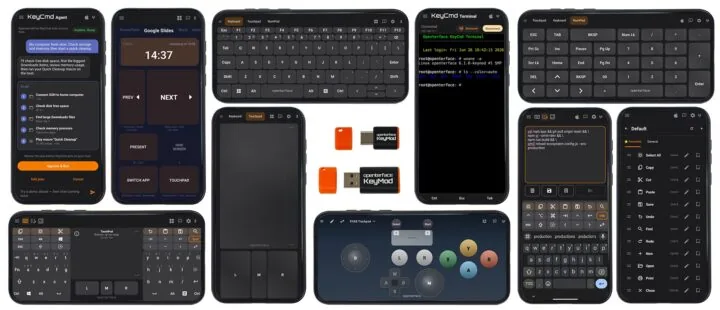 KeyCmd entrega controles de teclado, touchpad, teclado numérico, terminal, gamepad, presentación, macros y atajos