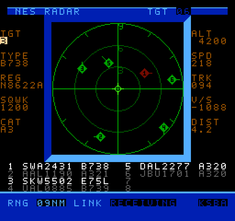 Captura de pantalla del radar de la NES