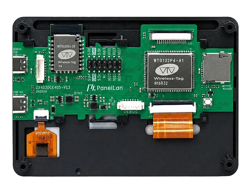 Placa con pantalla PanelLAN con ESP32-P4 y ESP32-C5