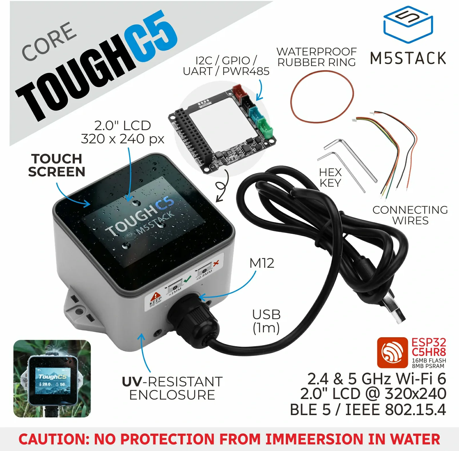 Vista general del kit de desarrollo IoT M5Stack ToughC5