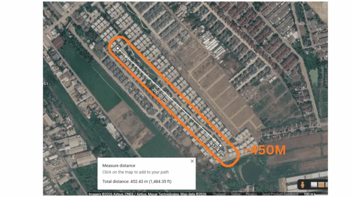 Prueba de distancia del ThinkNode M9 en zona urbana