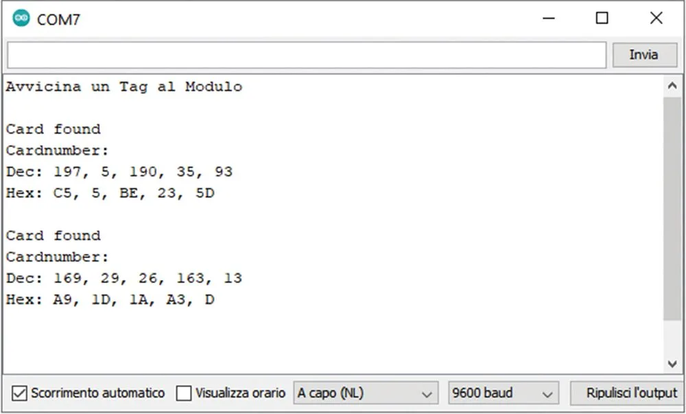 Fig. 5 Lectura del UID de dos tags