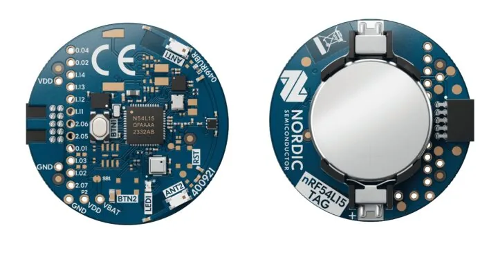 nRF54L15 Tag visto por adelante y por atrás