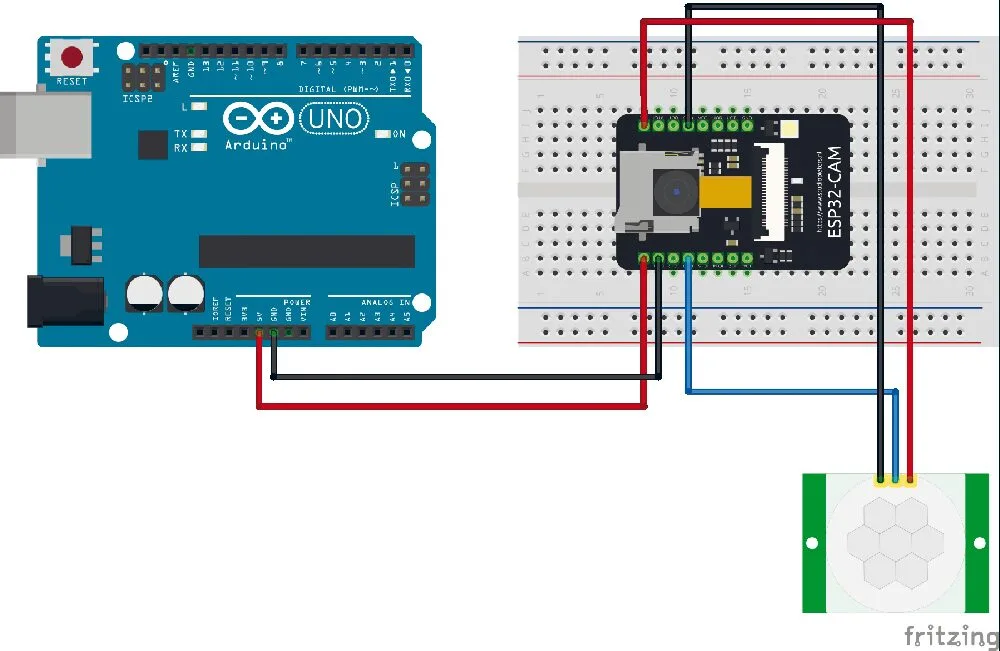 Fig. 6. El circuito completo con el sensor PIR.