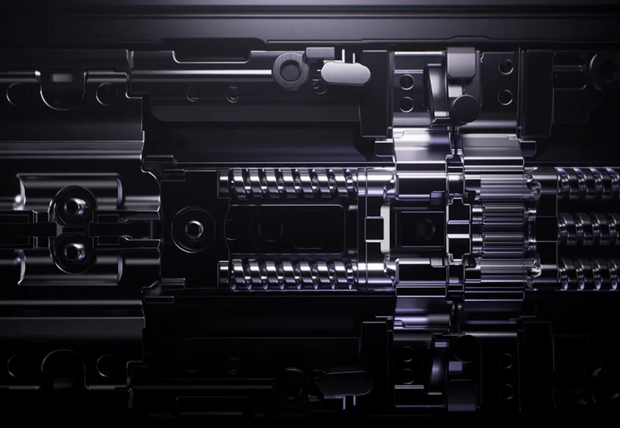 La bisagra Flexion de titanio impresa en 3D del Find N5 es 36% más rígida pese a ser 26% más pequeña. Imagen vía OPPO.