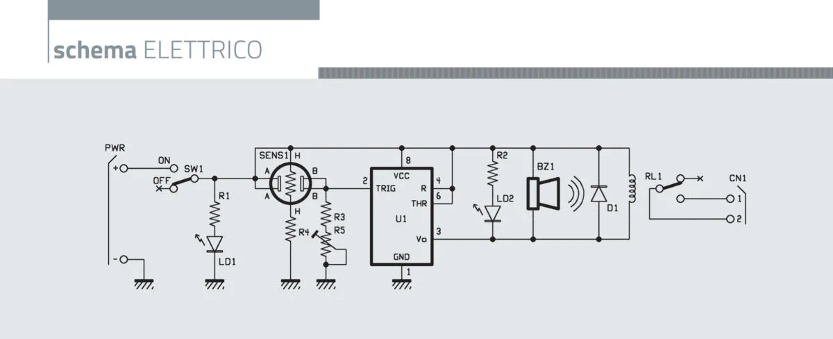 Fig. 3. Esquema eléctrico del circuito detector de gas.