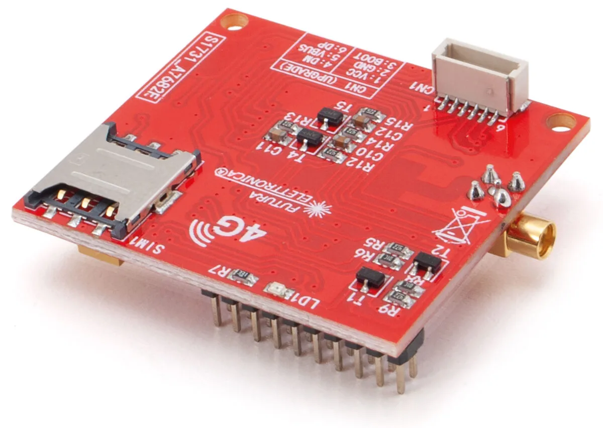 Fig. 1. Cara inferior de la placa, con el zócalo de la SIM y el conector UPG.