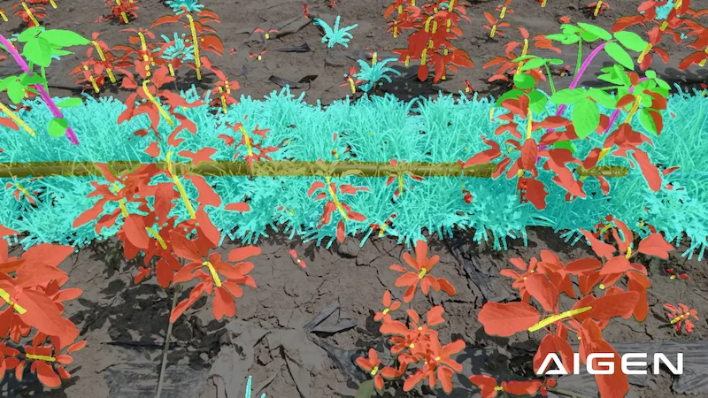 Alchemy, de Aigen, genera condiciones de campo a pedido con cada planta anotada al píxel, para que Element aprenda un cultivo nuevo antes de llegar al terreno.