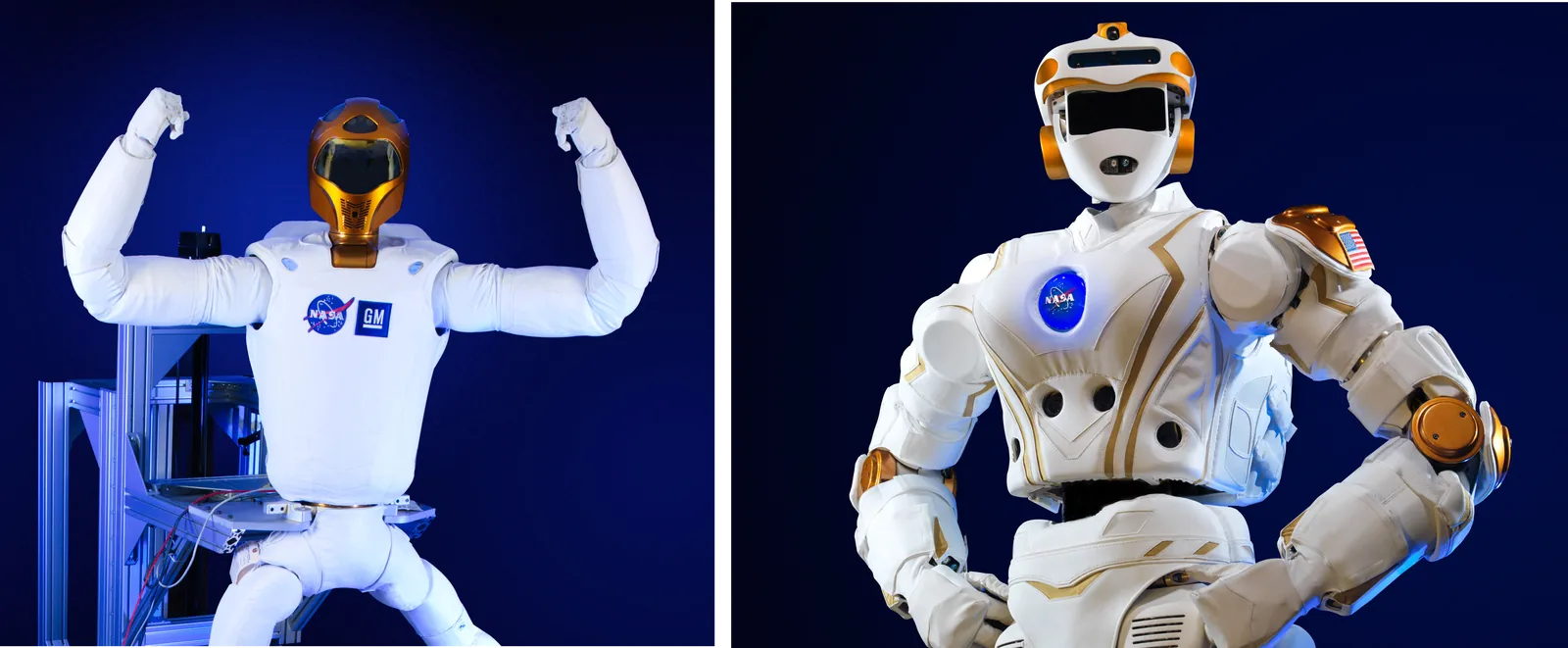 Fotos de dos robots humanoides lado a lado